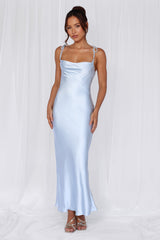 HELLO MOLLY The Penelope Cowl Satin Maxi Dress Blue