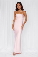 HELLO MOLLY The Felicity Strapless Satin Maxi Dress Pink