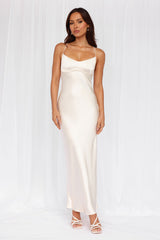 The Samara Satin Maxi Dress Pearl