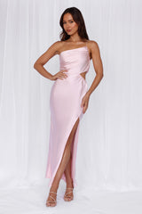 HELLO MOLLY The Opal One Shoulder Satin Maxi Dress Pink
