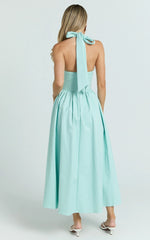 Halter Tie Neck Corset Panel Dress in Mint