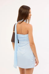 Perfect Stranger Delta Satin Strapless Mini Dress Blue