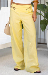 Alamara Yellow Floral Detail Wide Leg Pants PRE ORDER