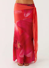 Raya Maxi Skirt Peach Watermelon Flower