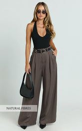 Clarke Pants - High Waist Wide Leg Pants in Slate
