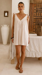Lanna Mini Dress - Beige