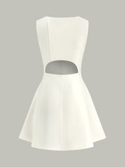 Asymmetric Neckline Flare Dress