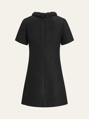 Tweed Braided Rope Collar Short Sleeve Dress