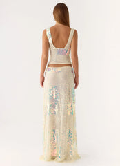 Erinah Sequin Maxi Skirt Yellow