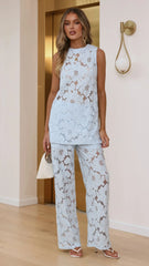 Makaylie Pants - Blue Flower