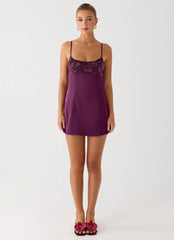 Zion Beaded Micro Mini Dress Mulberry