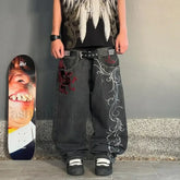 Vintage Wide Leg Baggy Jeans for Men: Y2K Hip Hop Street Style