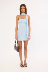 Perfect Stranger Delta Satin Strapless Mini Dress Blue