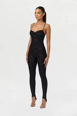 Stretch Lace Stirrup Jumpsuit