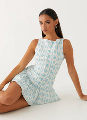 Meggie Linen Mini Dress Sweet Daydream Print