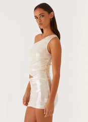 Seranella One Shoulder Mini Dress Ivory