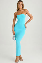 Modal Bandeau Maxi Dress In Aqua Blue