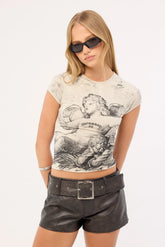 Worship Dreamers Cap Sleeve Tee Stone