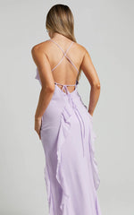 Connie Midi Dress - Ruffle Detail Dress in Lilac