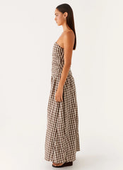 Carmel Maxi Dress Brown Gingham