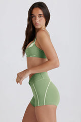 Soft Active Twist-Front Mini Shorts in Green