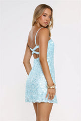 Keep It Cute Sequin Mini Dress Aqua
