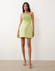 ASOS LUXE bandeau linen corsage detail mini dress in pistachio
