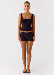 Coastline Cotton Micro Mini Shorts Black
