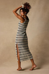 Monaco Cream and Black Striped Midi Swim Cover-Up