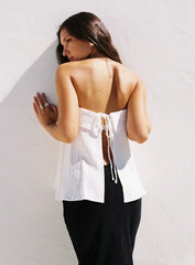Ethel Strapless Linen Top White