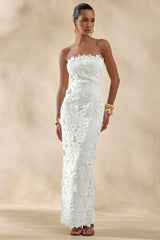 Gracie | White Lace Bandeau Maxi Dress