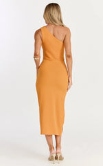 One Shoulder Straight Dress in Orange