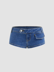 Stretch Cider Denim Low Rise Micro Shorts