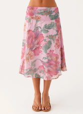 Valley Midi Skirt Pink Floral