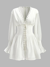 Lace-Up Front Semi-Sheer Dress