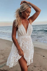 Lace Mesh Backless Boho Dress