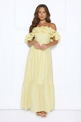 Magnetic Energy Off Shoulder Maxi Dress Yellow