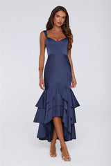 Formal Whimsy Satin Maxi Dress Navy