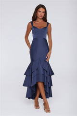 Formal Whimsy Satin Maxi Dress Navy