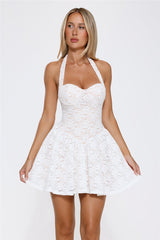 Delicate Daydream Halter Lace Mini Dress White