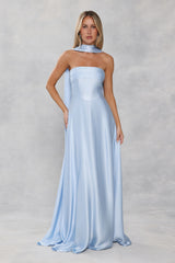 Satin Neck Scarf Light Blue