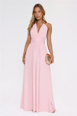 Eternal Coastline Halter Maxi Dress Pink