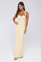 Delicate Daydream Halter Lace Maxi Dress Yellow