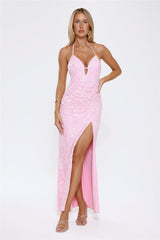 Glittered Passion Lace Maxi Dress Pink