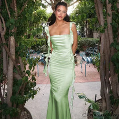Ribbon Backless Maxi Dress
