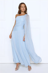 Midnight Spin One Shoulder Maxi Dress Blue