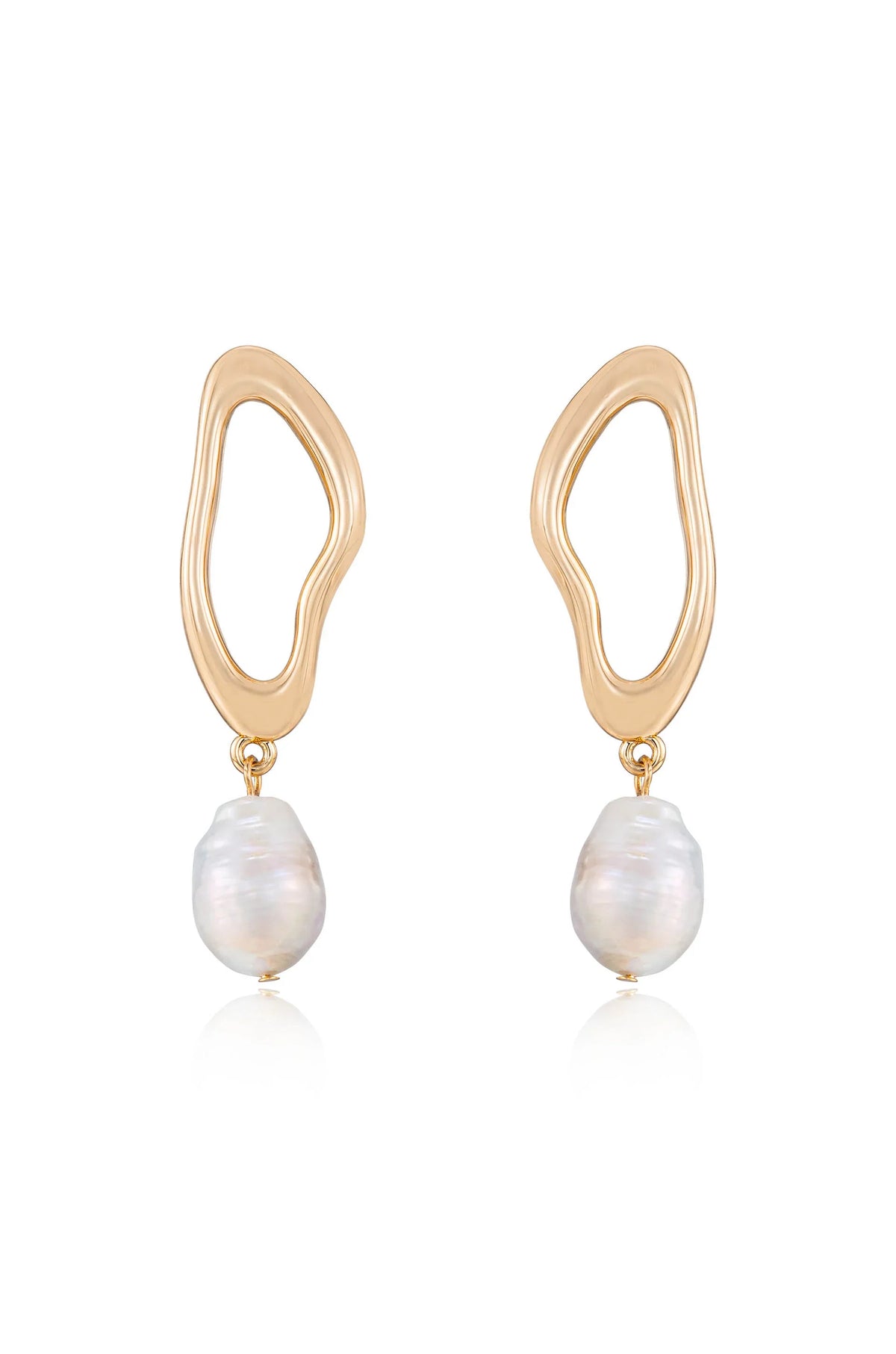 Open Circle Freshwater Pearl Earrings