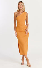 One Shoulder Straight Dress in Orange
