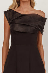 Vienna Nights Off-Shoulder A-Line Mini Dress Black