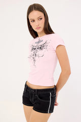 Neovision Fallen Cross Baby Tee Candy Pink